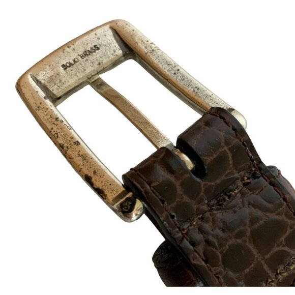 Vintage Brighton Mens Braided Leather Belt Silvertone Brass Buckle Size 40 Brown - Picture 4 of 7